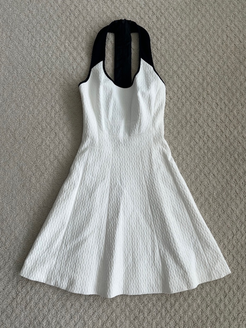 Karen Millen Ivory Textured Halter Fit-&-Flare Mini Dress 4 Retro Mod Party